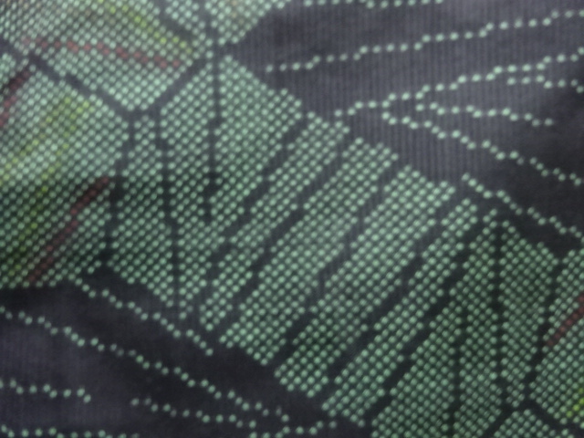 JAPANESE KIMONO / ANTIQUE KIMONO / SILK / DORO OSHIMA TSUMUGI / WOVEN ABSTRACT / 5MARUKI